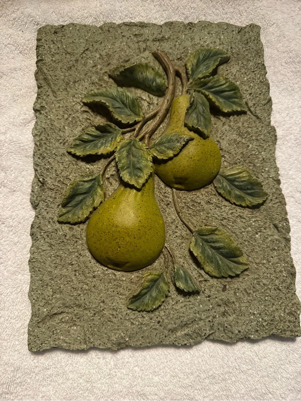 Decorative Fruit Relief Wall Plaques - Green and Plum -